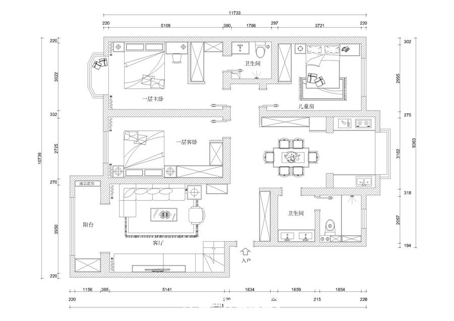 翠微雅居230m2裝修效果圖