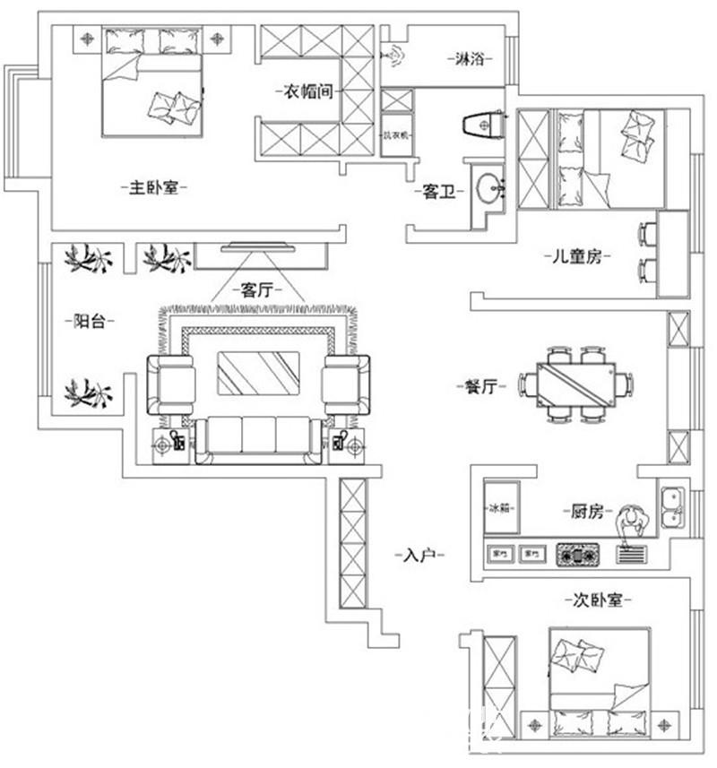 翠屏龍?jiān)?40m2裝修效果圖案例